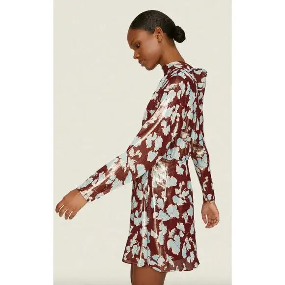 Tanya Taylor Hannah Brown floral lame Dress Size 10 - Picture 2 of 12